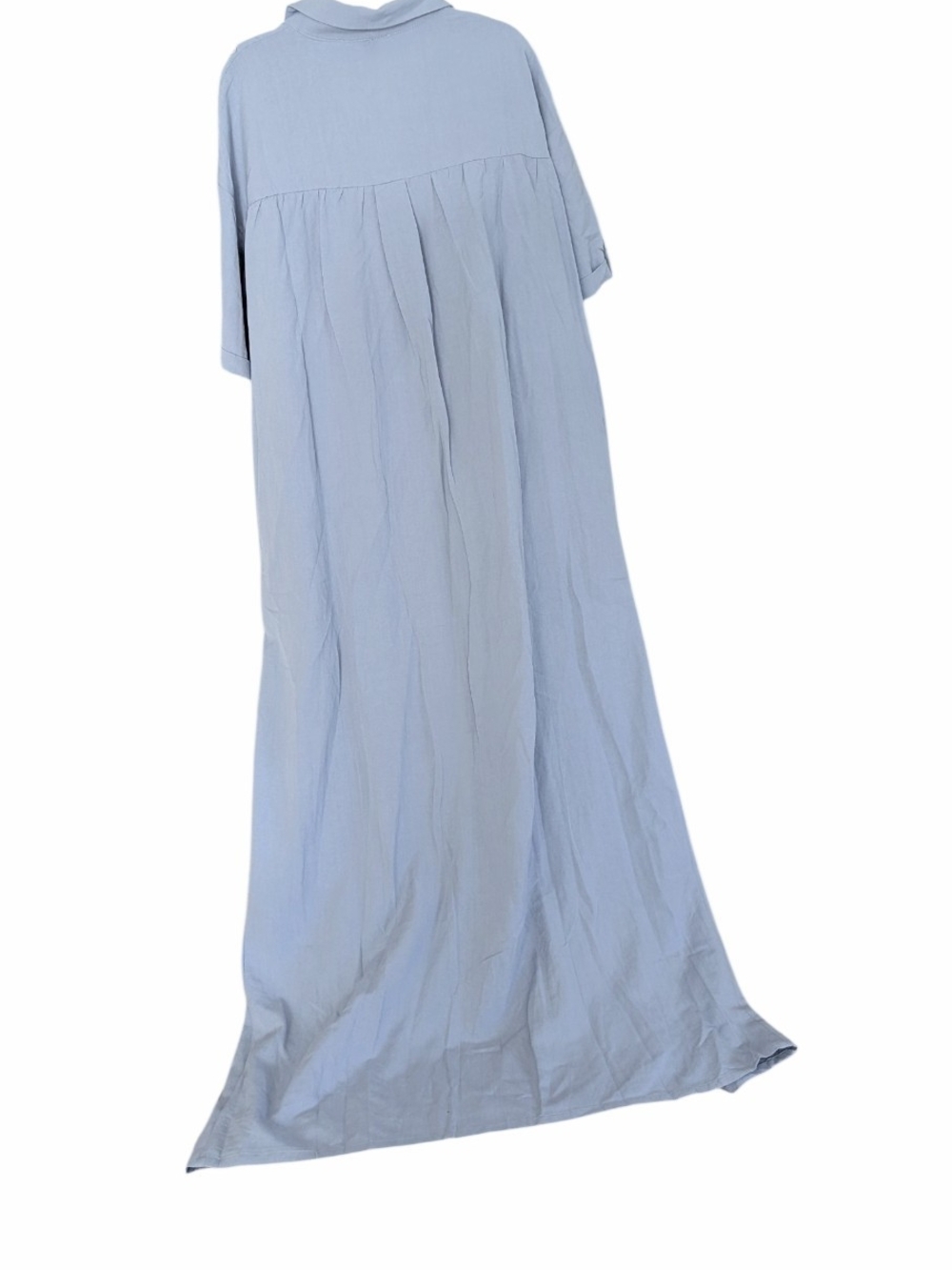 🔹 Modesees Chambray Blue Maxi Shirt Dress Colorblock Size L 🔹 - Picture 6 of 7